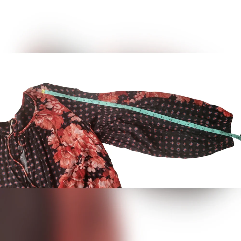 Free People Sunset Boulevart Red & Black Floral Shorts Romper size XS